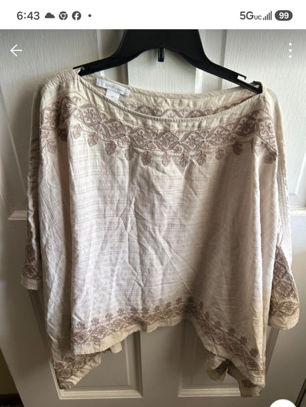 J. Jill Cream Embroidered Crop Top